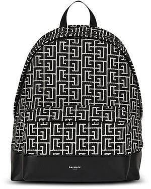 Balmain Zaino Con Logo All-Over - Nero