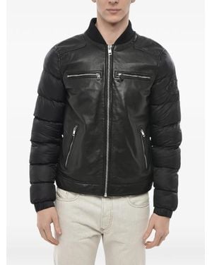 DIESEL L-Boy-Pu Paneled Bomber Jacket - Black