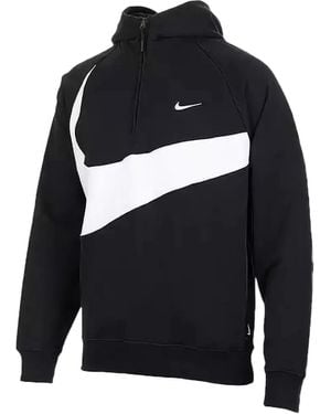 Nike Swoosh "Black/White" Fleece-Hoodie - Blau