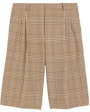 Ami Paris Wool Prince Of Wales Chequered Shorts - Natural