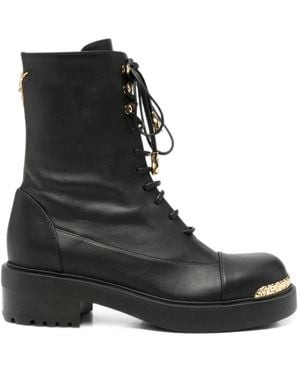 Giuseppe Zanotti Lace-Up Logo-Plaque Boots - Black