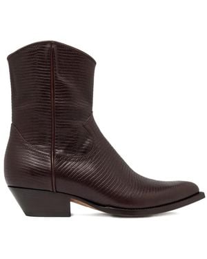Buttero Flee Pointed Textured Cowboy Boots - Brown