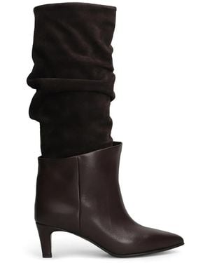 strategia shoes Pointed-Toe Slouchy Knee-High Boots - Black
