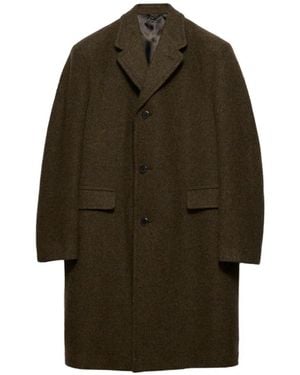 Prada Single-Breasted Wool Coat - Green