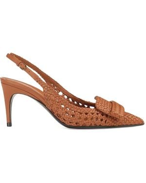 Sergio Rossi Leather Slingback Court Shoes - Brown