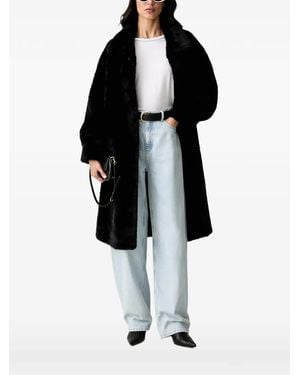 Silvian Heach Faux-Fur Single-Breasted Coat - Black