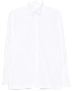 Thelatest Edith High-Neck Long-Sleeve Shirt - White