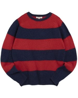 YMC Suedehead Striped Jumper - Red