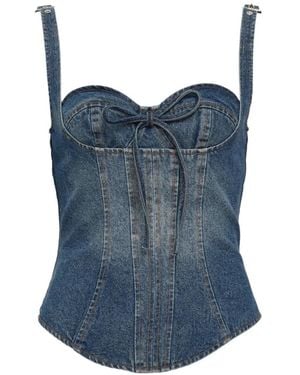 KENZIE KLAMBIE Lace-Up Corset Top - Blue