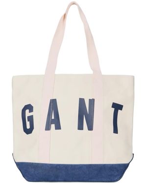 GANT Logo-Print Panelled Tote Bag - White