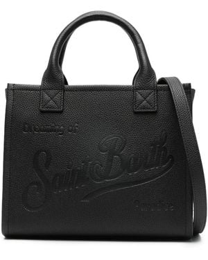 MC2 Saint Barth Midi Vanity Debossed Top-Handle Tote Bag - Black