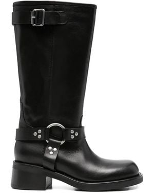 P.A.R.O.S.H. Buckle-Strap Studded Boots - Black