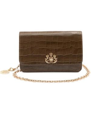 Isla Forever Crocodile-Embossed Chain Mini Bag - Brown