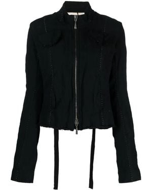 Masnada Perforated Cropped Jacket - Black