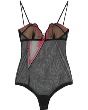 Nensi Dojaka Strap-Detail Mesh Body - Brown