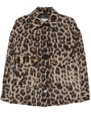 Alberto Biani Leopard-Print Wool Jacket - Brown