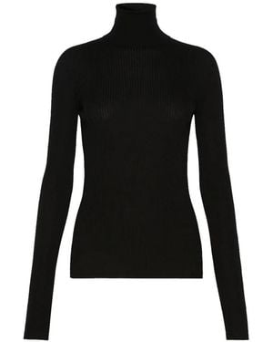 Sportmax Ribbed-Knit Roll-Neck Sweater - Black