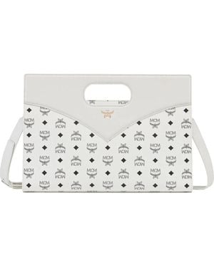 MCM Diamond Visetos Leather Tote Bag - White