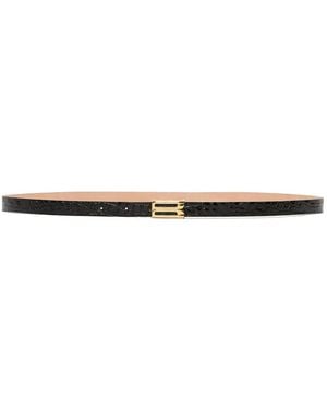 Victoria Beckham Micro Dorian Croc-Effect Leather Belt - White