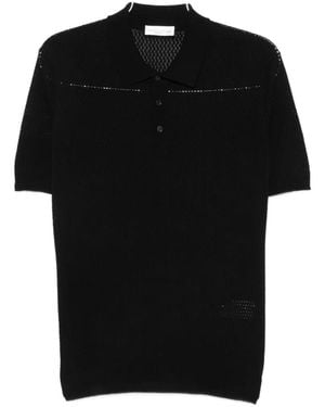 Roberto Collina Perforated-Knit Polo Shirt - Black