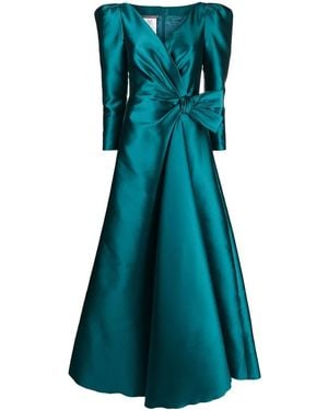 Alberta Ferretti Bow-Embellished Satin Gown - Blue