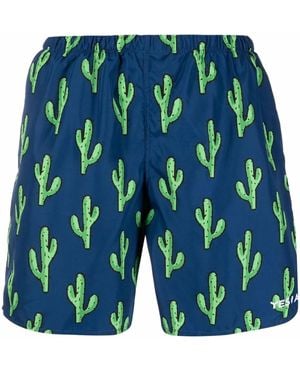 YES I AM Cactus-Print Swim Shorts - Blue