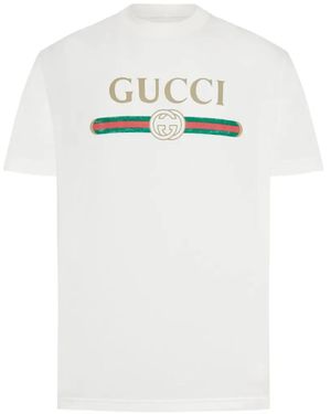 Gucci T-Shirt Mit Gg-Print - Weiß