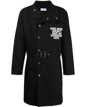 Honey Fucking Dijon Slogan-Print Cotton Coat - Black