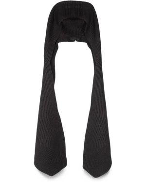 ryaw Ribbed Hooded Scarf - Black