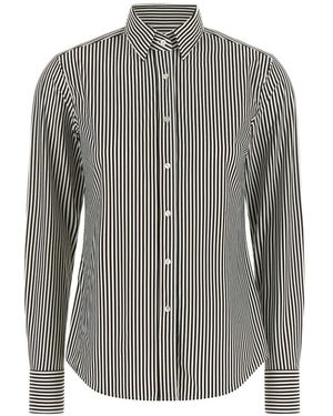 Xacus Striped Long-Sleeve Blouse - Grey