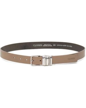 Closed Leather Belt - White