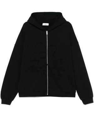flâneur Hoodie Mit Blüten-Patches - Schwarz