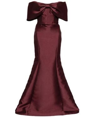 Amsale Off-Shoulder Bow Gown - Red