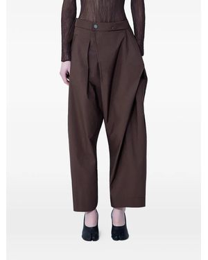 Issey Miyake Akimbo Pleated Wide-Leg Trousers - Brown