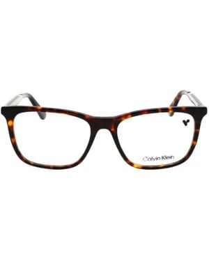 Calvin Klein Tortoiseshell-Effect Rectangle Glasses - Black
