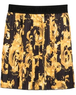Versace Jeans Couture Pleated Pattern Short Skirt - Metallic