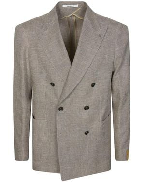Tagliatore Textured Double-Breasted Blazer - Grey