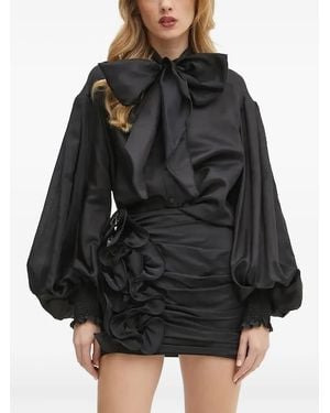 Charo Ruiz Bow-Detail Balloon-Sleeve Top - Black