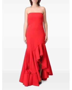 Solace London Hani Ruffled Strapless Dress - Red
