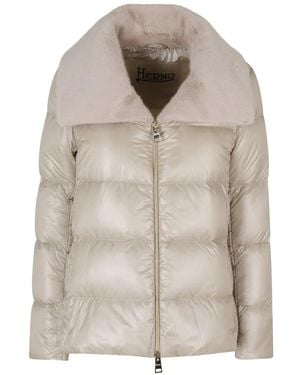 Herno Faux-Fur Collar Padded Jacket - Grey