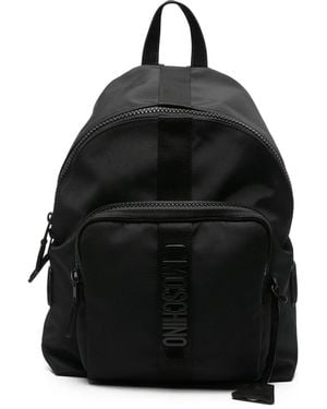 Moschino Mochila con placa del logo y cremallera - Negro