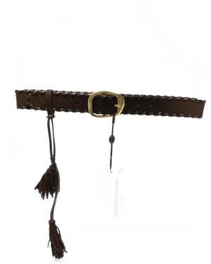 Twinset Whipstitch-Trim Tassel-Detail Belt - Black