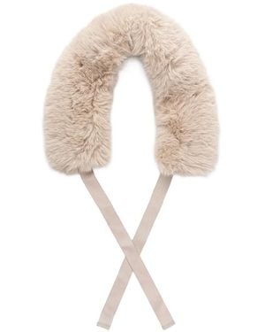 Pedro Del Hierro Madrid Faux-Fur Grosgrain-Ribbon Scarf - Natural