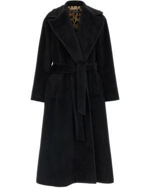 Dolce & Gabbana Wide-Lapel Tie-Fastening Coat - Black