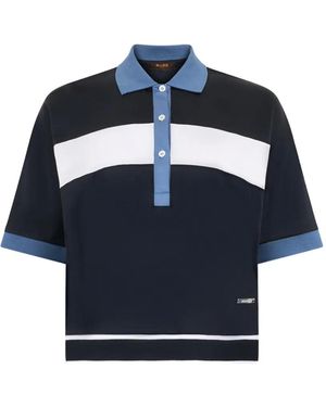 Moorer Striped Polo Shirt - Blue