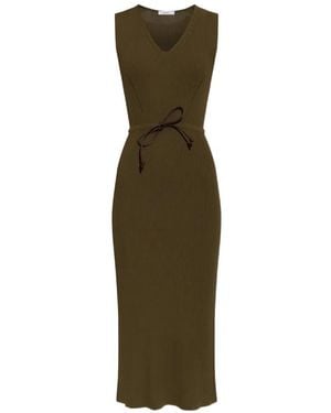 Max Mara Fado Belted Midi Dress - Green
