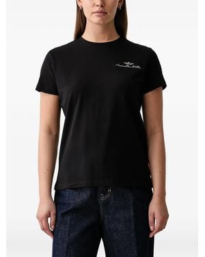 Aeronautica Militare Logo-Embroidered T-Shirt - Black