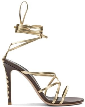 Gianvito Rossi Lace-Up Stiletto-Heel Sandals - Metallic
