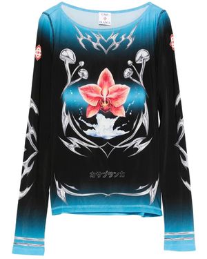 CASABLANCA Orchid-Print Long-Sleeve T-Shirt - Blue