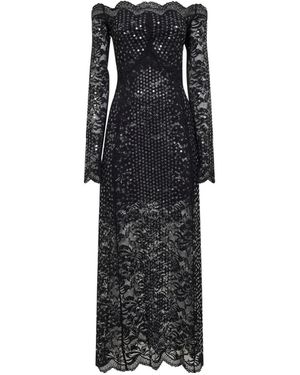 Rabanne Robe Festonnée À Sequins Brodés - Black